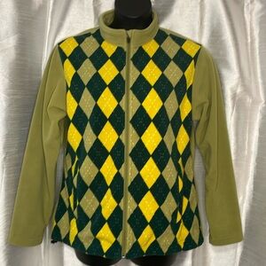 Sun Mountain Outerwear Women’s XL Argyle Diamond Print Fleece Full Zip Jacket